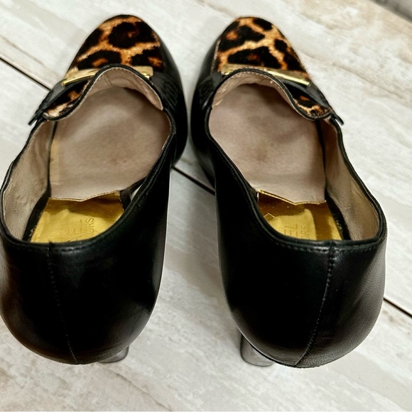 Michael Kors Womens Sz 8 1/2 M Tierlyn Blk Platform Heel Shoes Leopard Print Toe - Picture 9 of 13